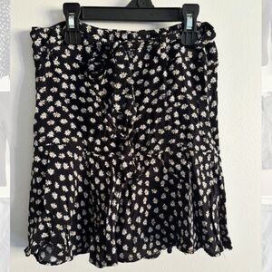 Black flower mini skirt with belt
